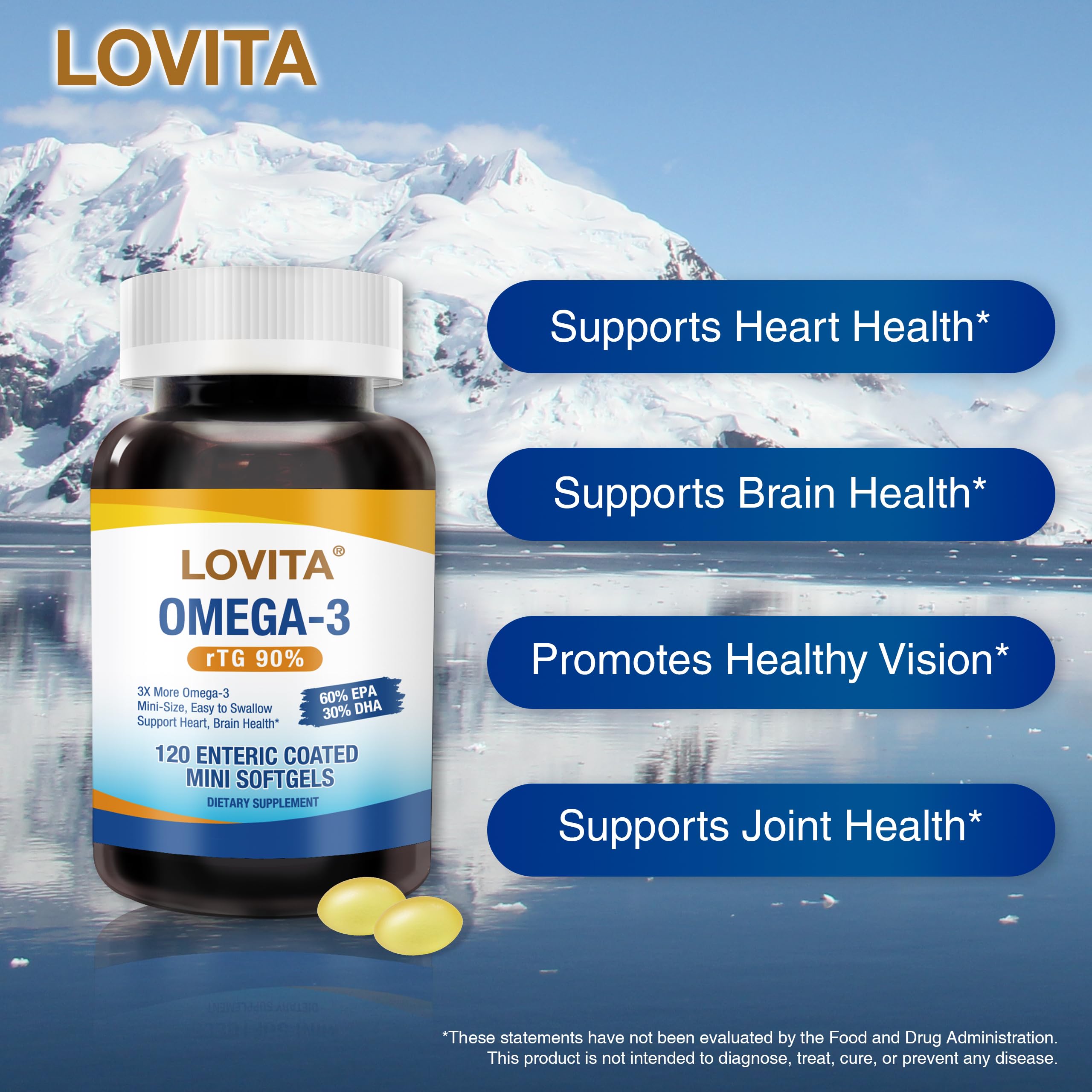 90-day supply packaging of Lovita Omega-3 softgels