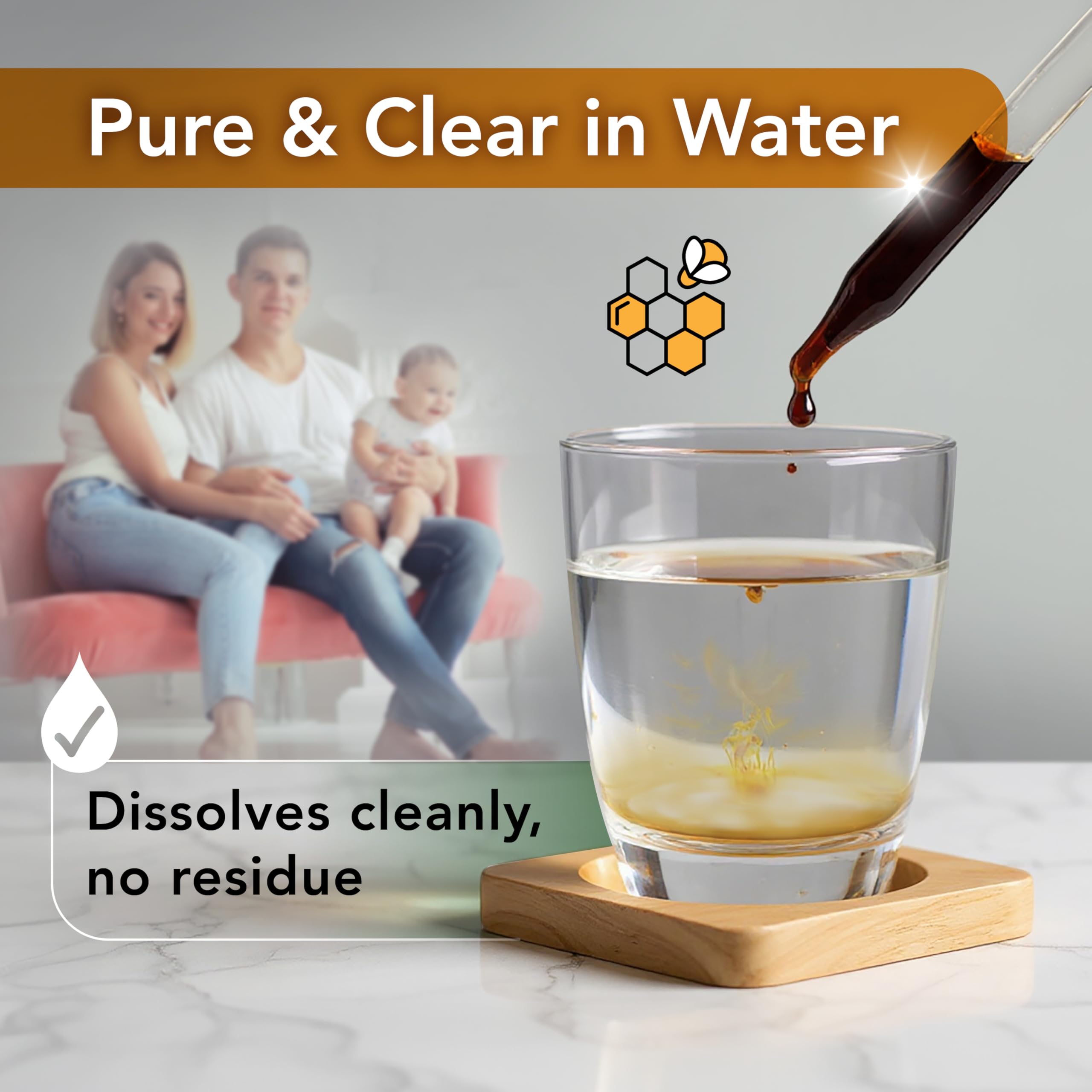 Gluten-free and non-GMO LOVITA propolis bottle label