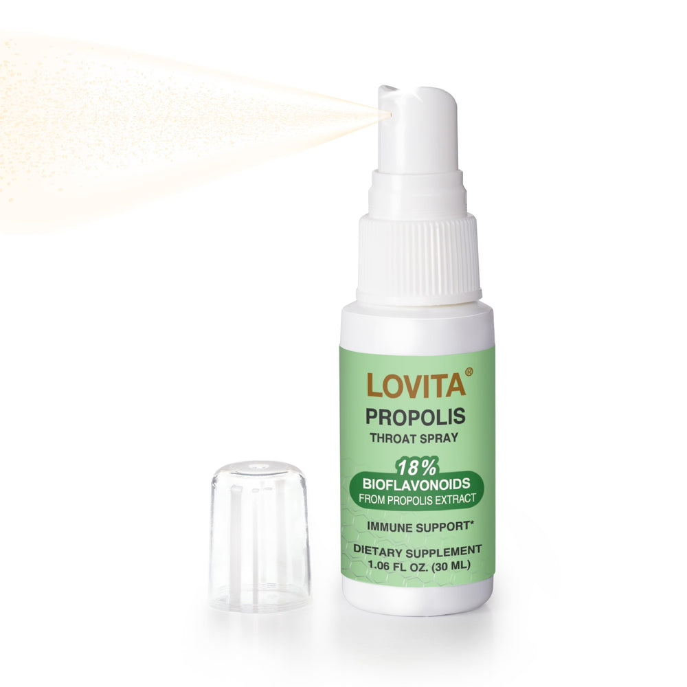 LOVITA Bee Propolis Throat Spray bottle with label