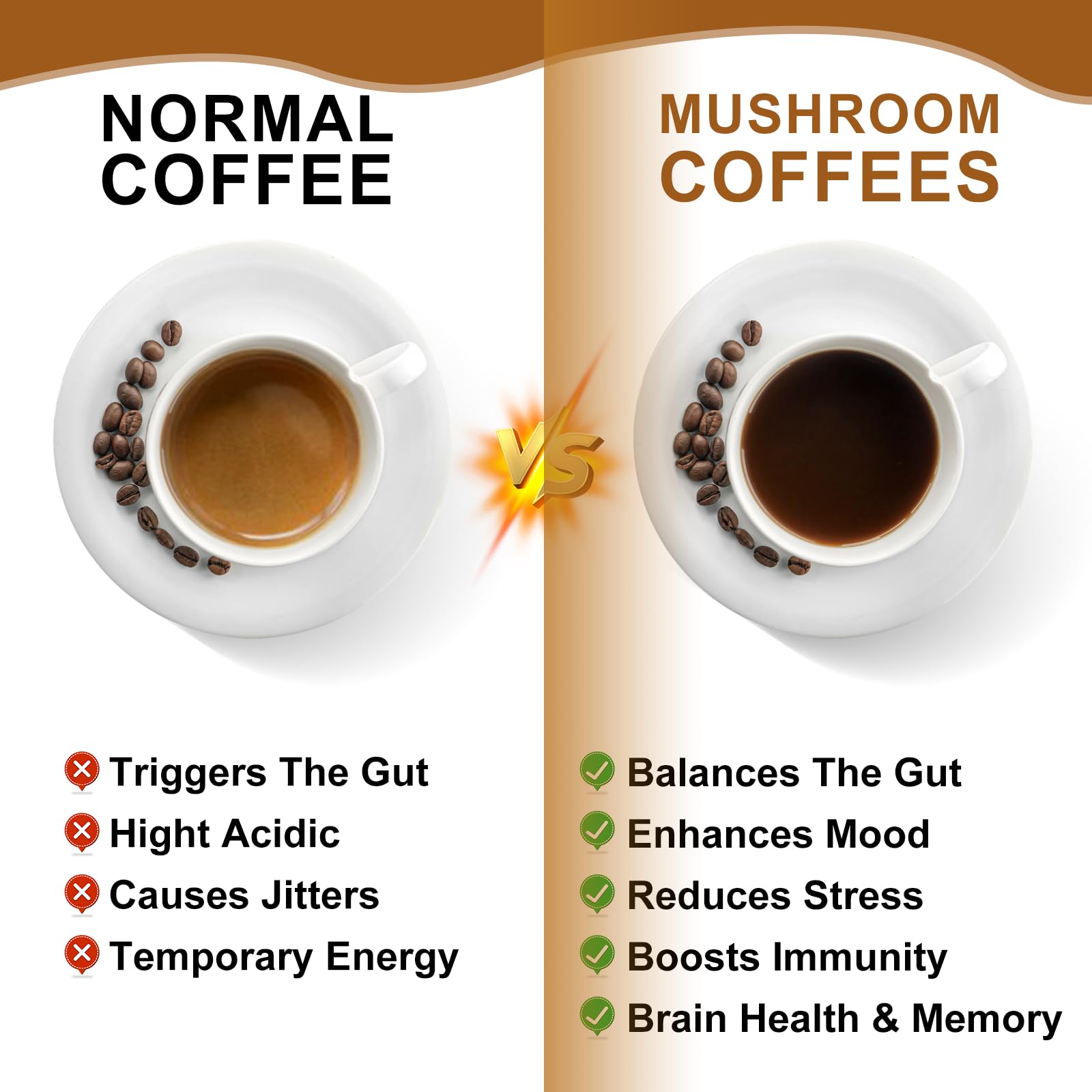 Serving suggestion: prepared mushroom coffee in a cup
