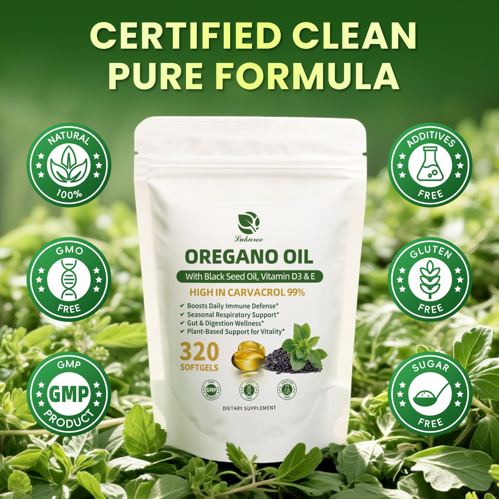 Oregano oil soft capsules with a milder odor and taste