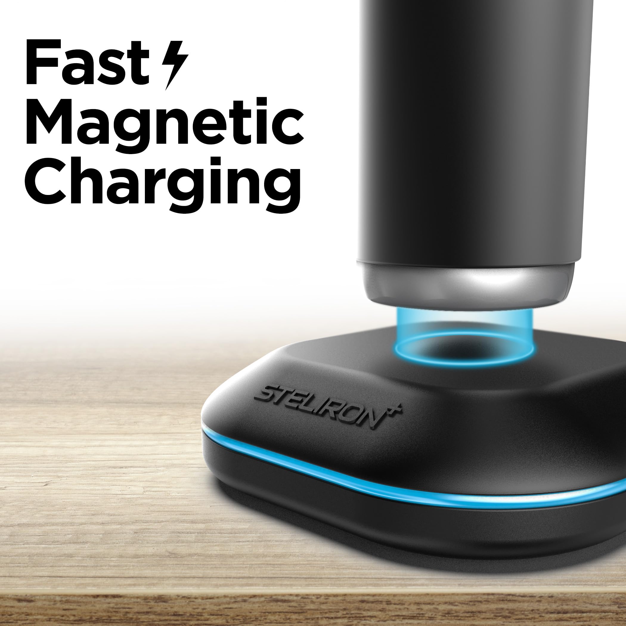 Slim, low-profile charging base for OralB iO with silicone grip