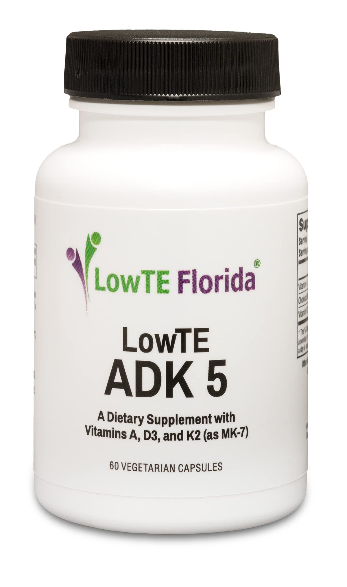 LowTE Florida ADK 5 multivitamin bottle on a clean background