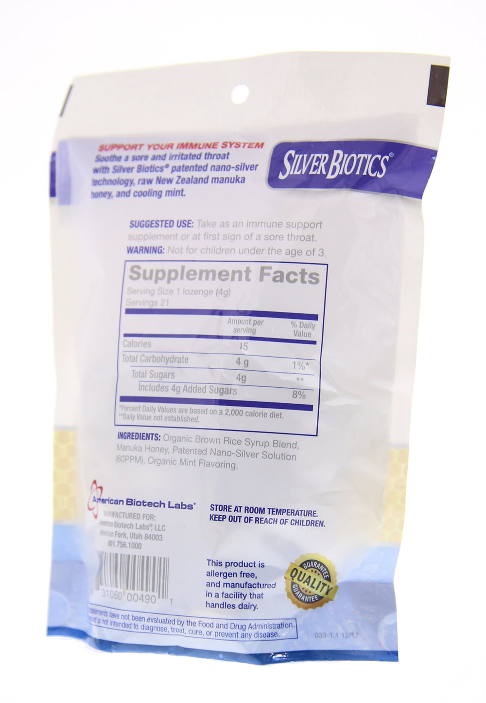 Lozenges in packaging front view