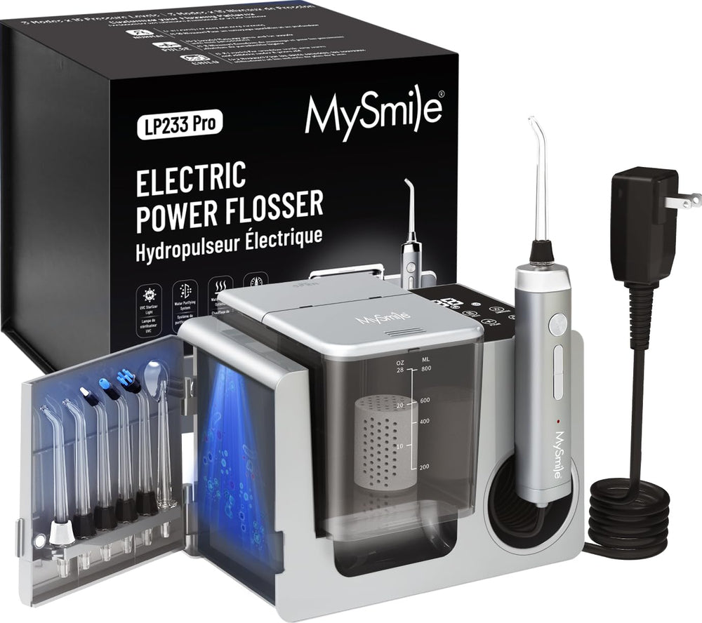 MySmile LP233 Pro UVC Water Flosser in Lightning Silver – front view