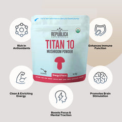 Packaging for LRLA Titan 10 Organic Mushroom Powder