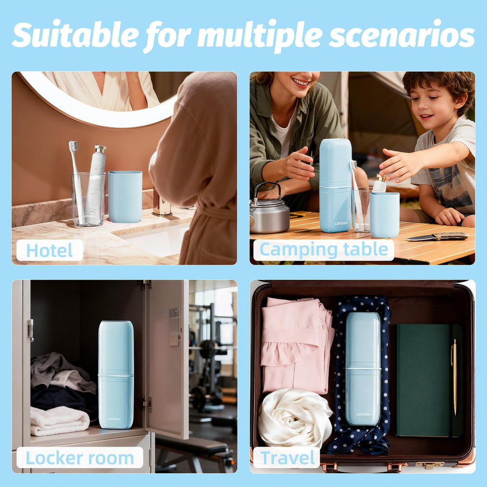 Durable blue plastic travel cup storage case