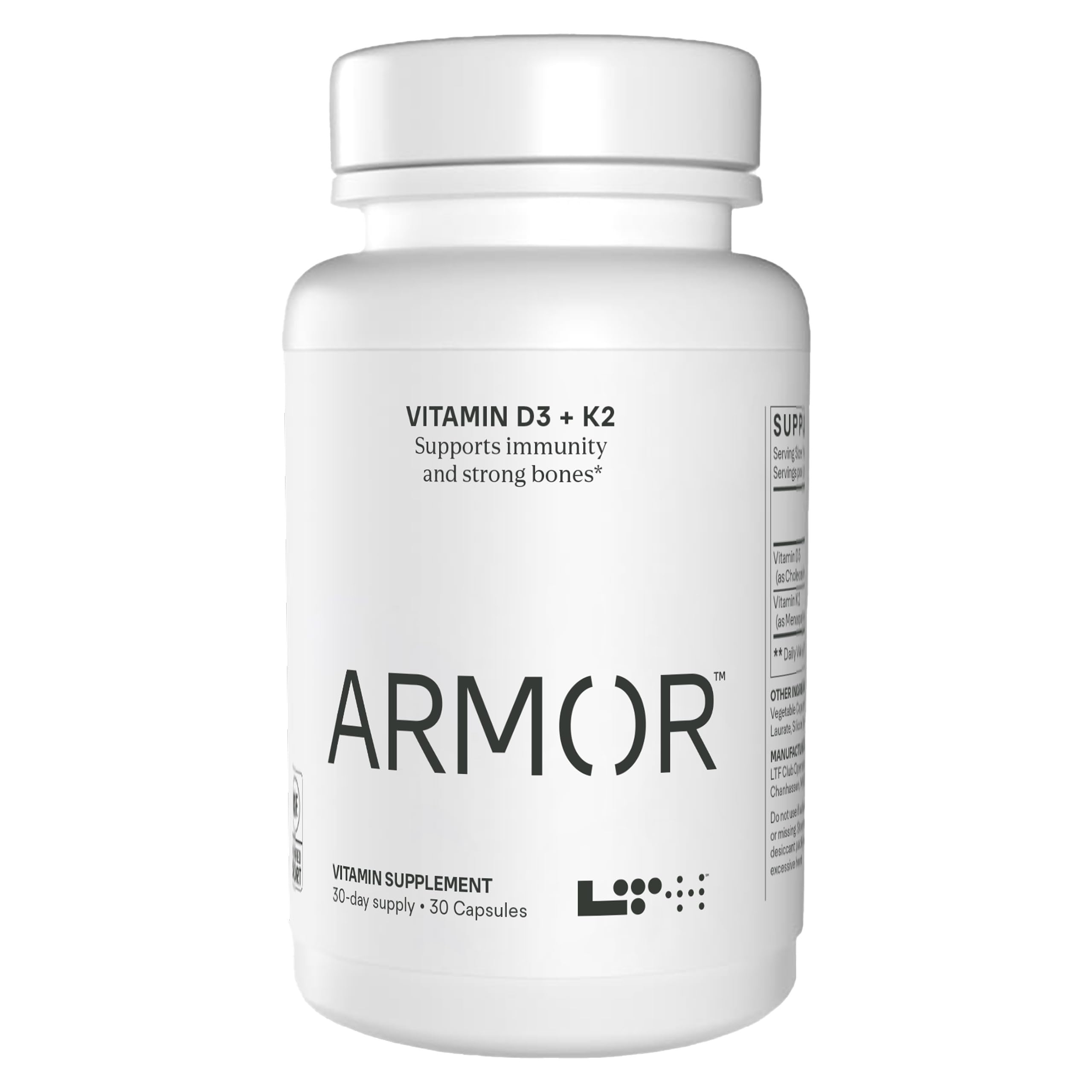 LTH Armor Vitamin D3 & K2 bottle front