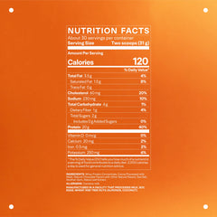 Nutrition panel showing 30g protein per serving