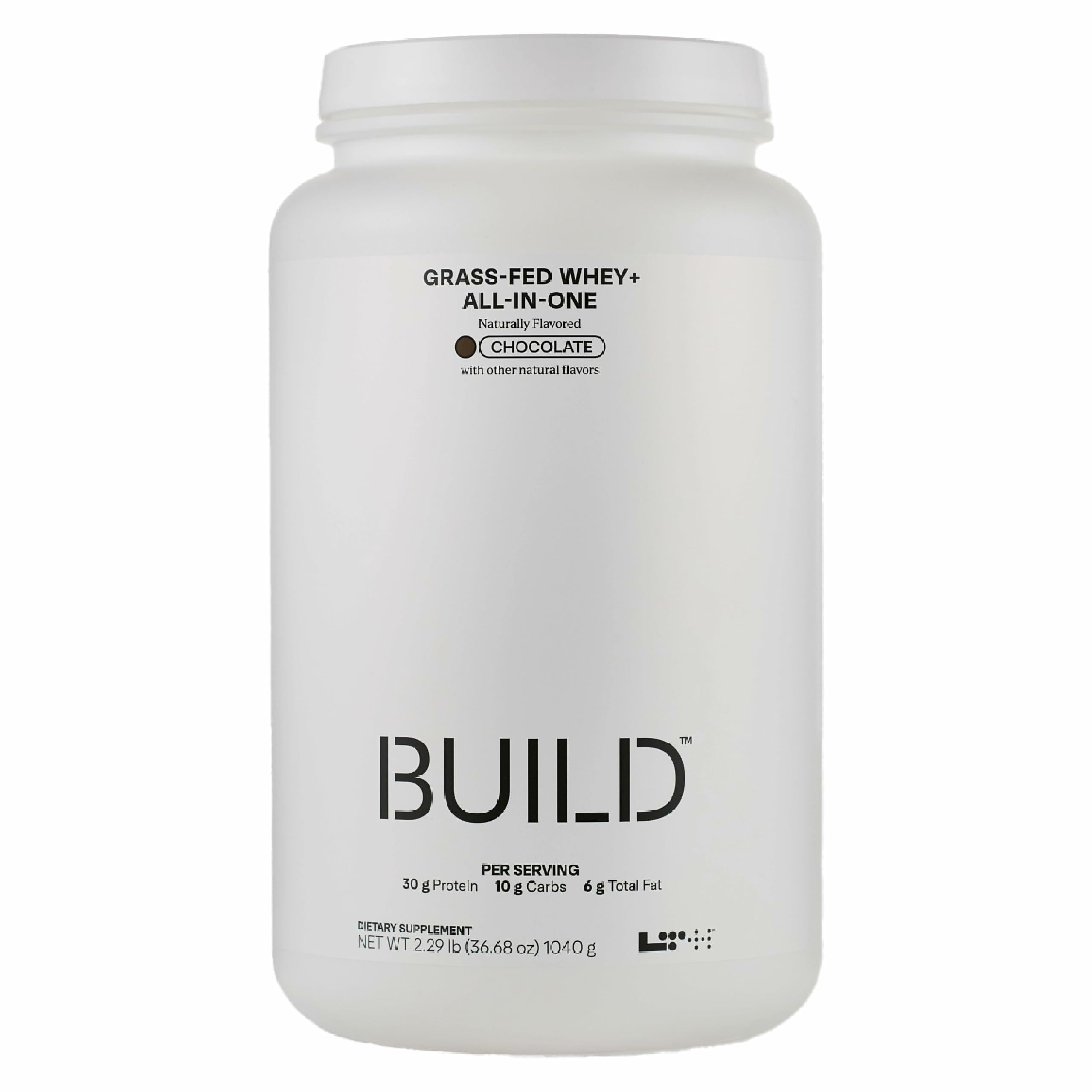 LTH Build Whey All-In-One chocolate tub, convenient meal replacement.