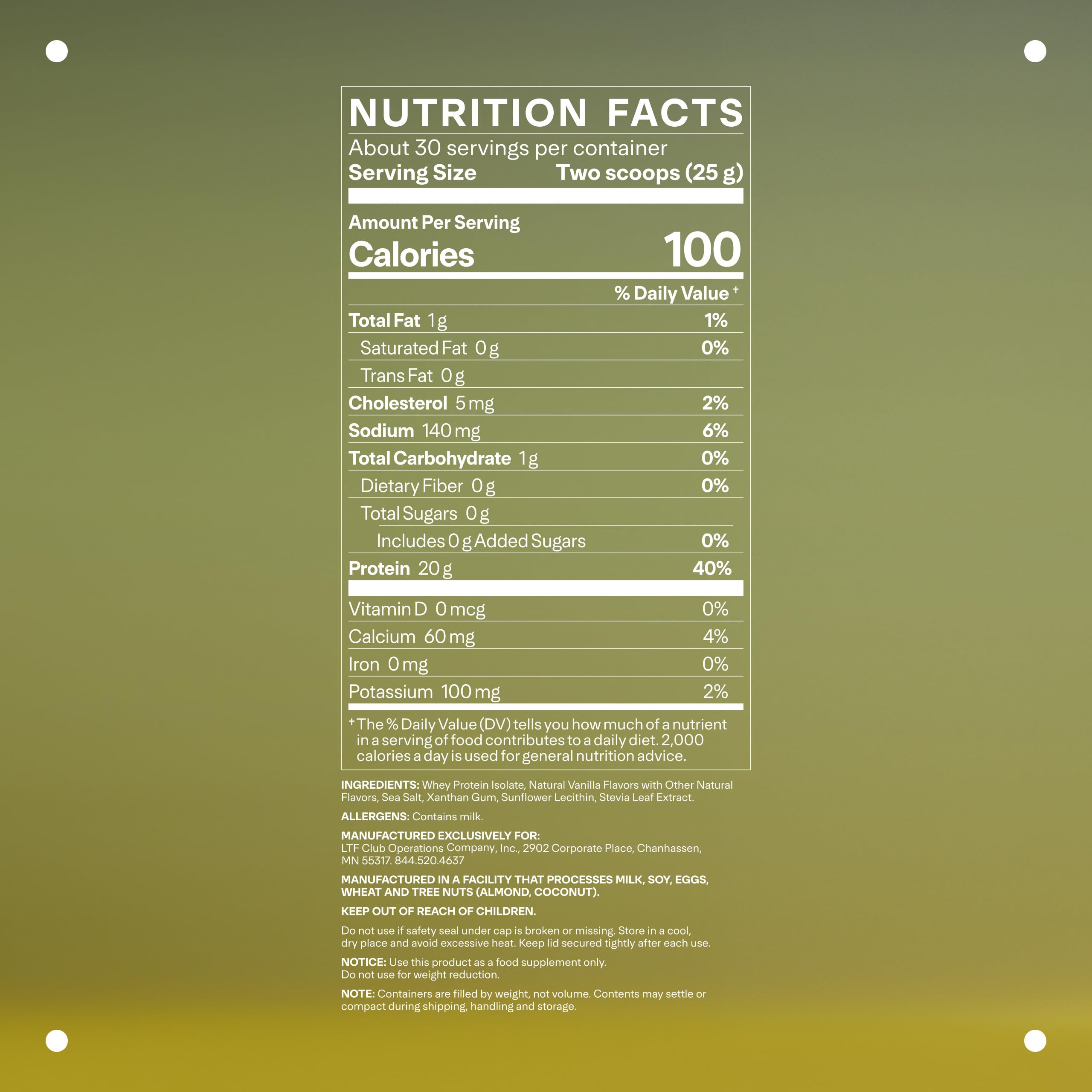 LTH Flex Whey Protein Isolate Vanilla serving scoop