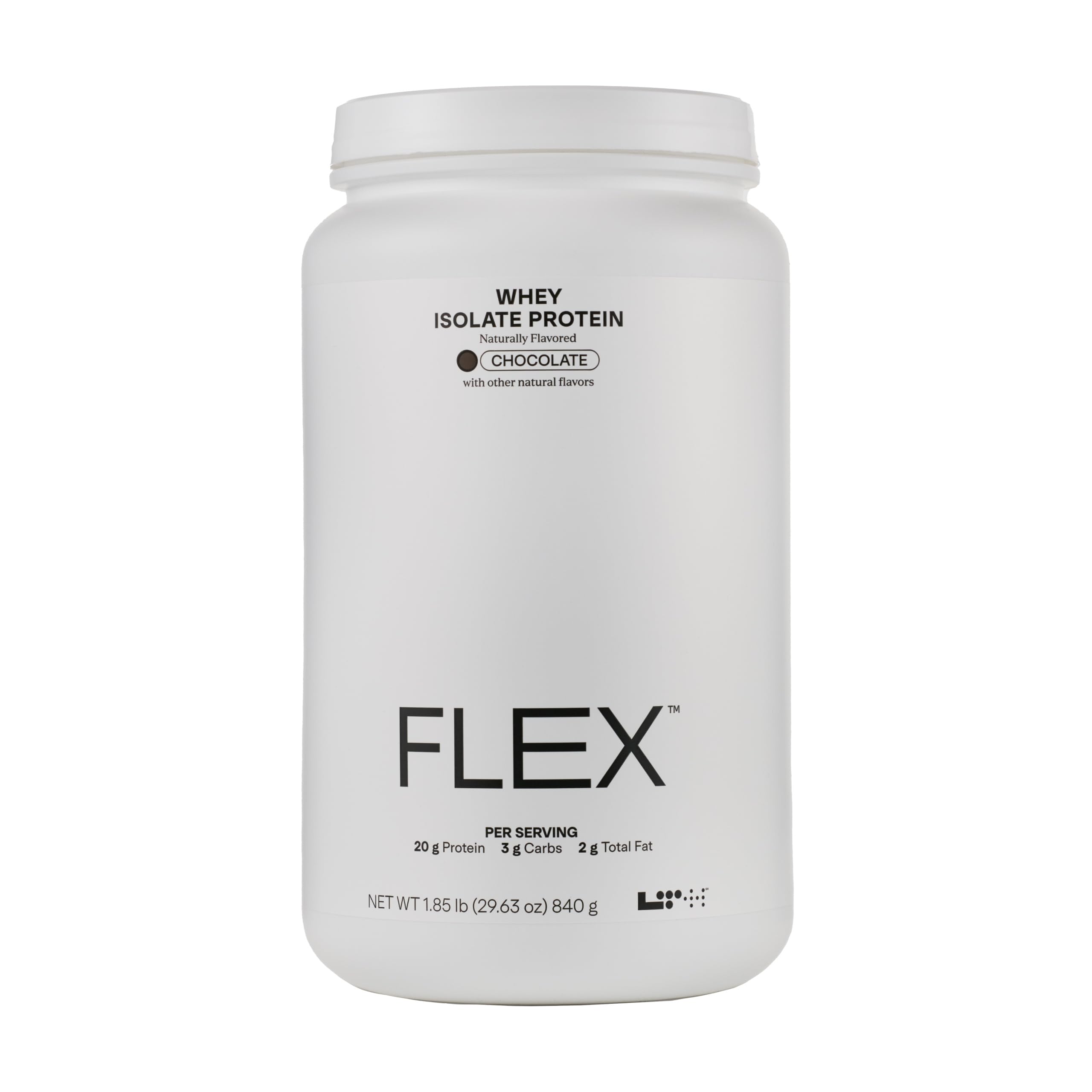 Packaging of LTH Flex Whey Protein Isolate chocolate flavor