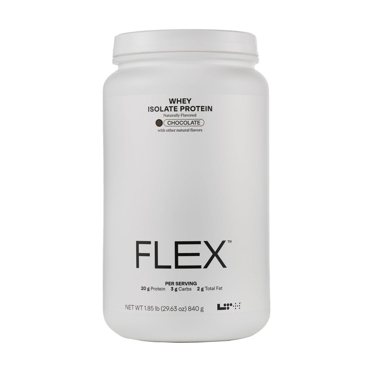 Packaging of LTH Flex Whey Protein Isolate chocolate flavor