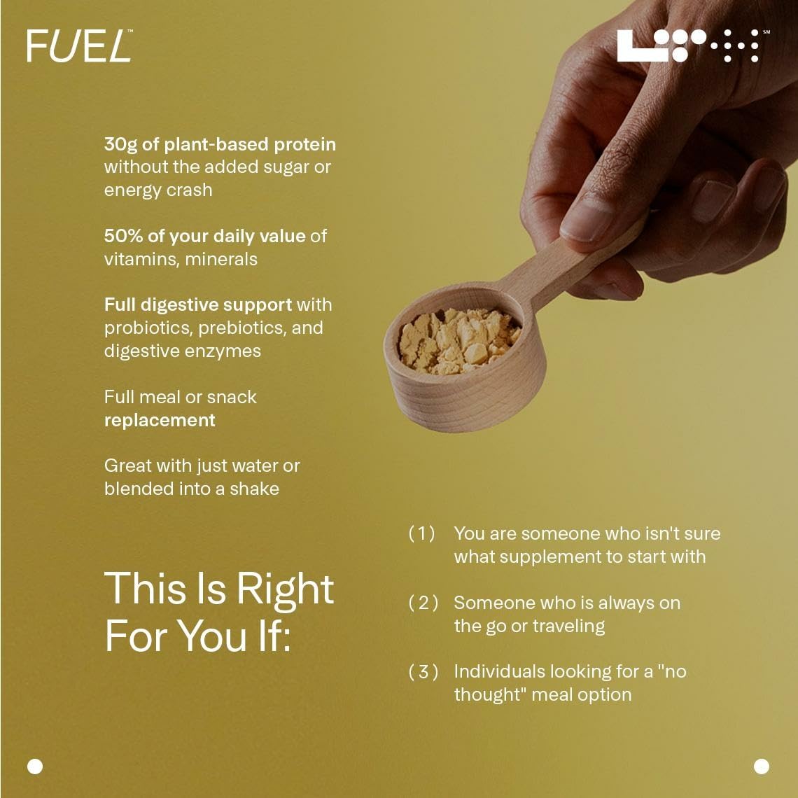 LTH Fuel Vegan All-in-One vanilla shake glass suggests quick, dairy-free nutrition