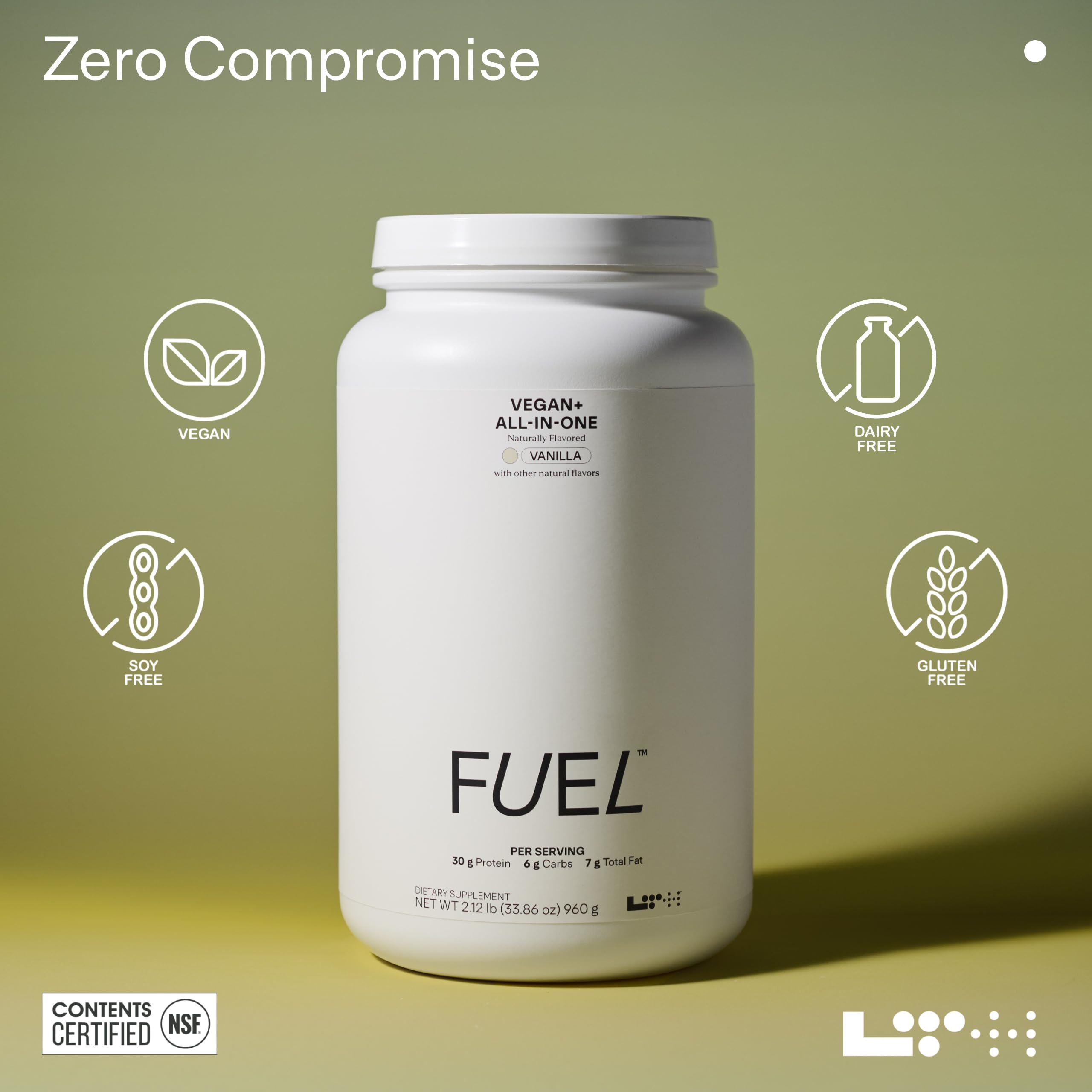 LTH Fuel Vegan All-in-One vanilla vitamin minerals label emphasizes energy support