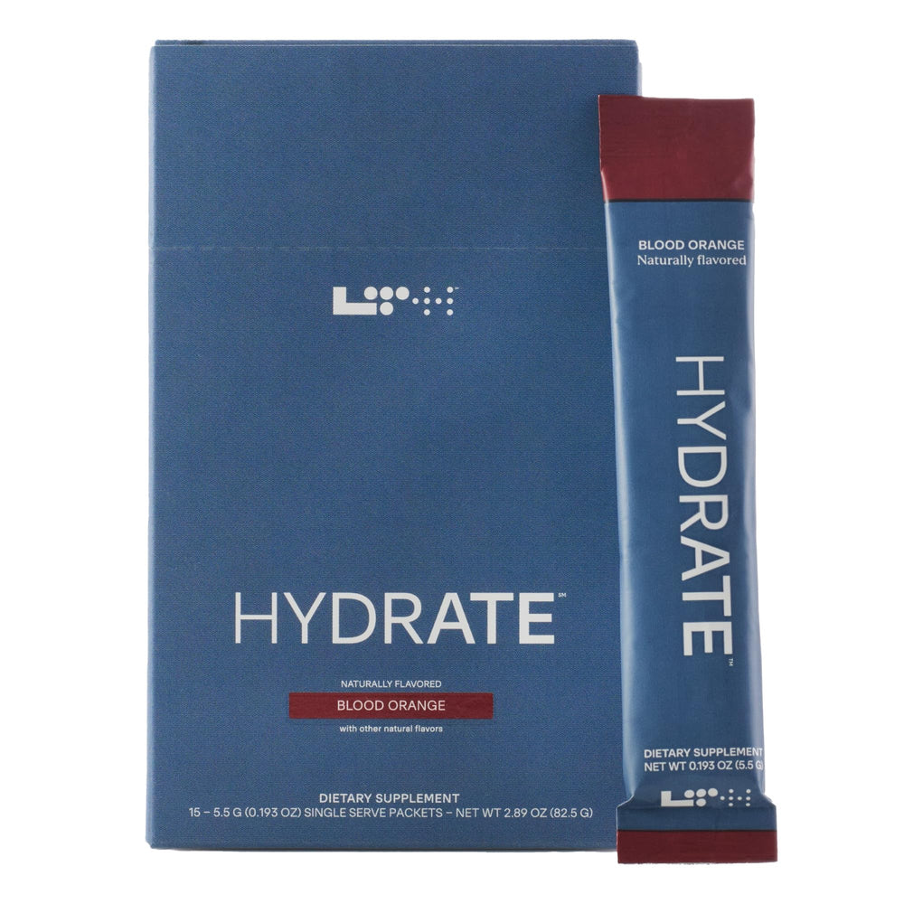 LTH Hydrate Blood Orange packet front for on-the-go electrolyte support