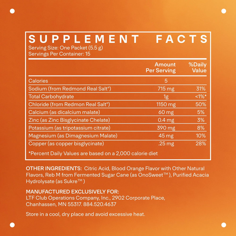 LTH Hydrate blood orange single-serve packets for convenient on-the-go hydration