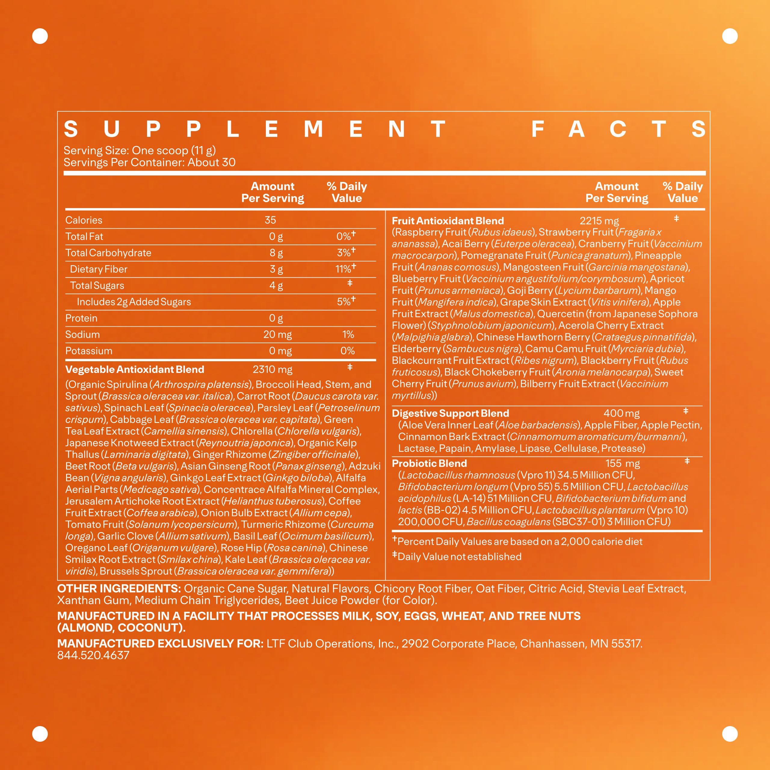 Fruits and vegetables representing phytonutrients in Life Greens