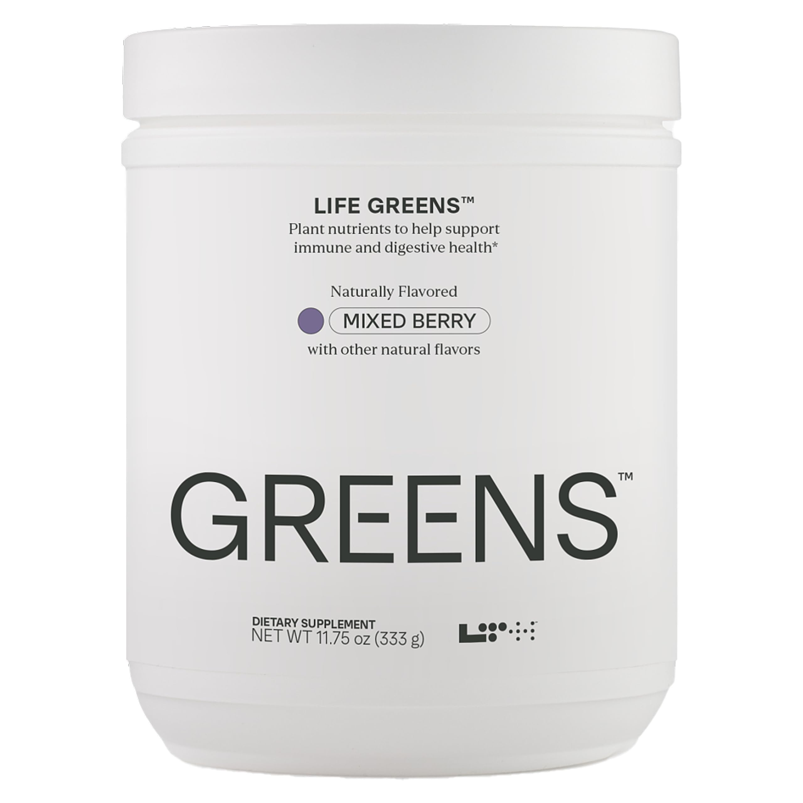LTH Life Greens hero image featuring Mixed Berry flavor