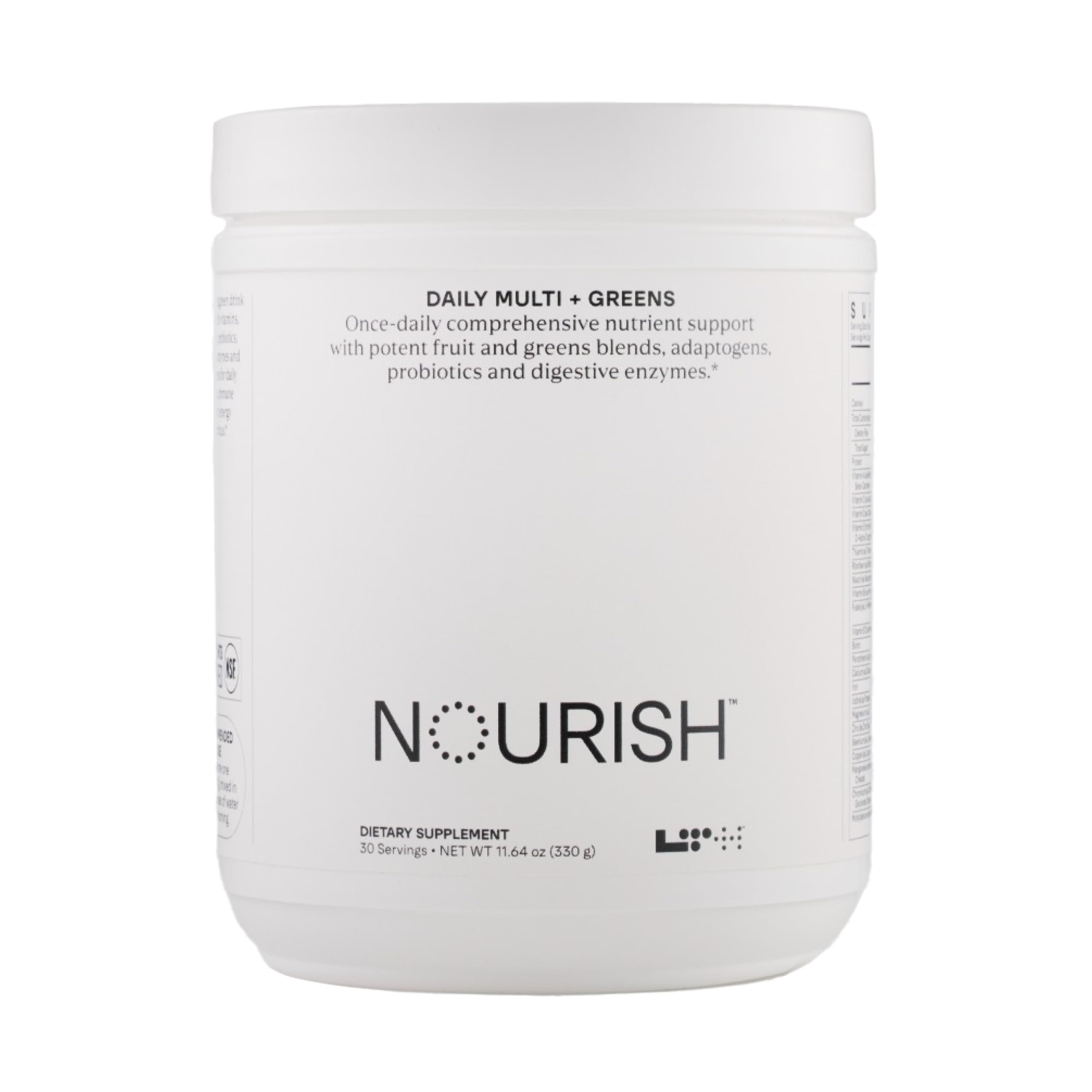 LTH Nourish Multi Plus Greens bottle front with 30 servings