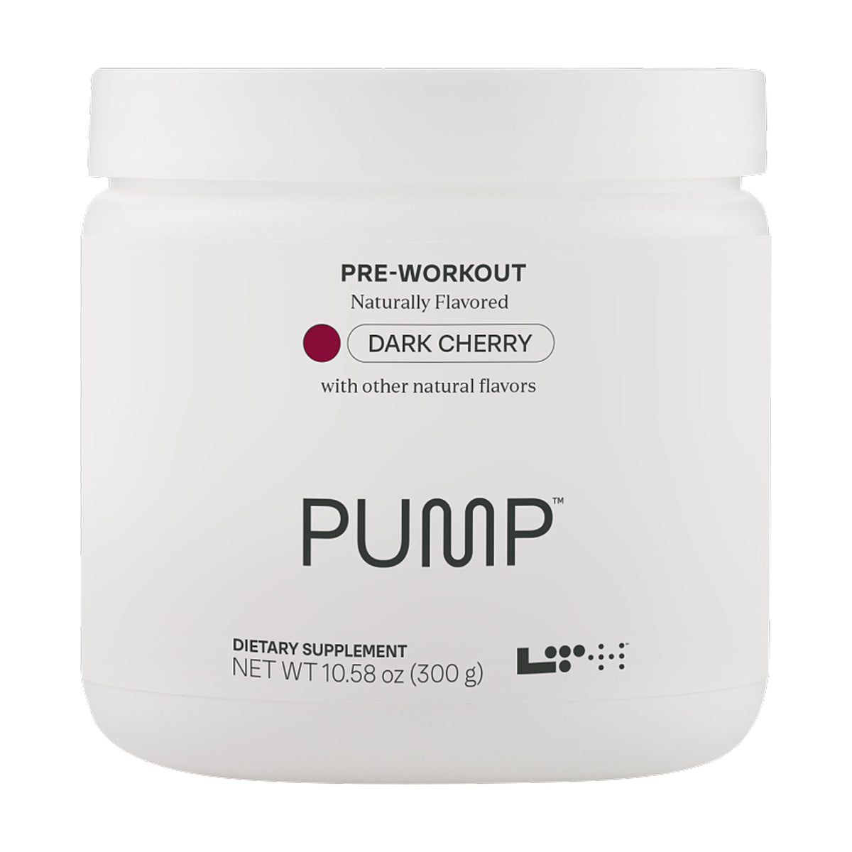 LTH Pump Pre-Workout Dark Cherry bottle with scoop