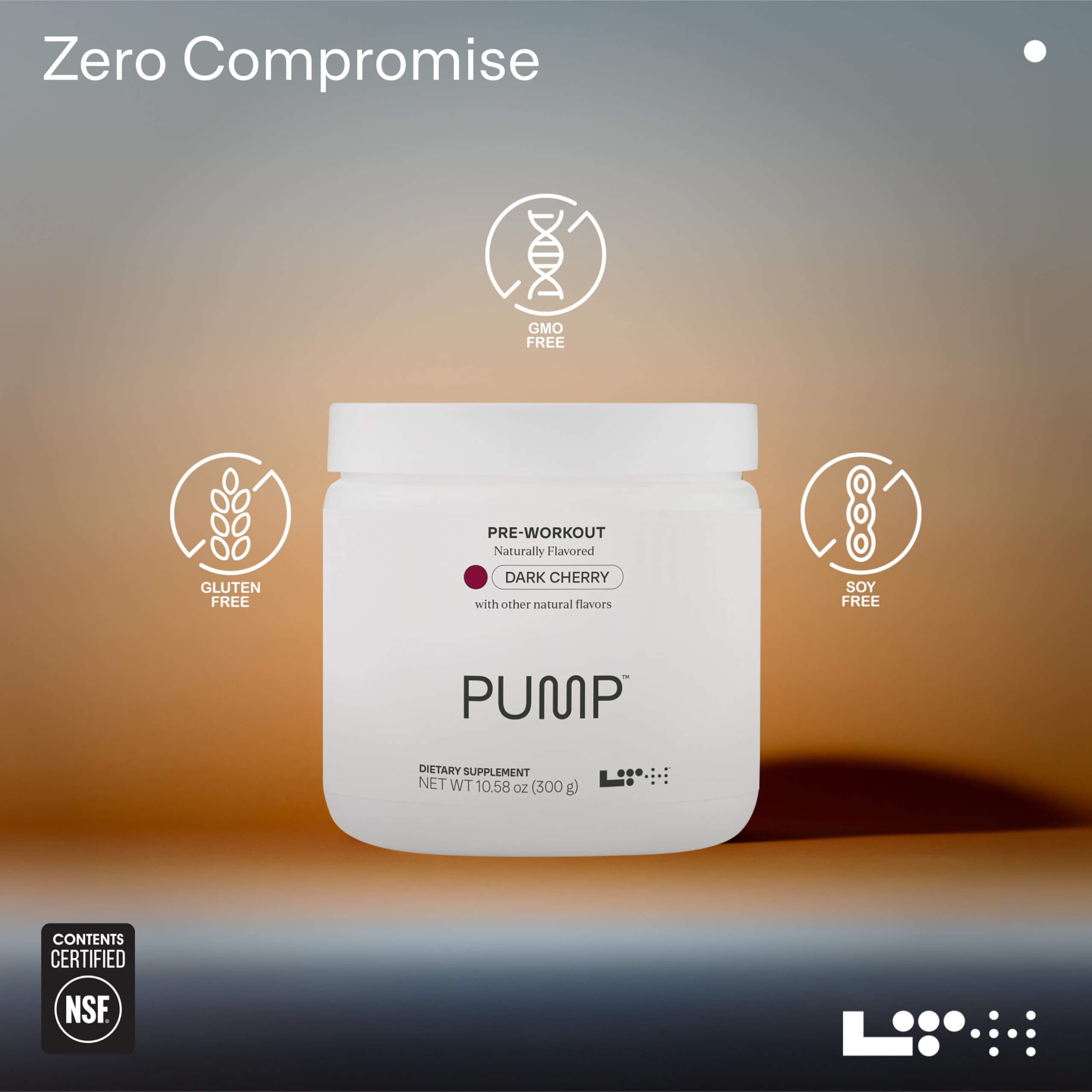 LTH Pump scoop with powder showing L-theanine and L-citrulline