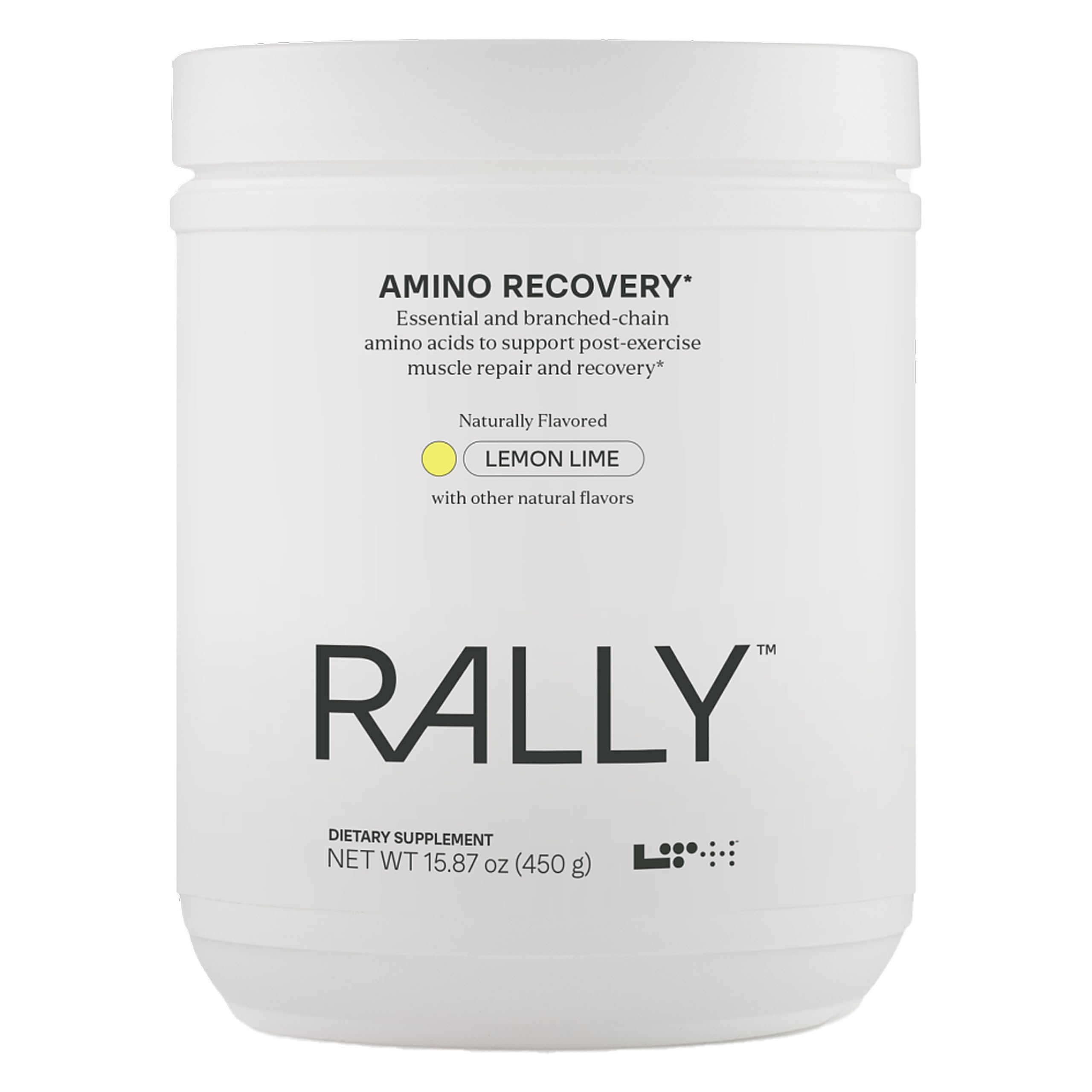 Bottle of LTH Rally Amino Recovery with label facing forward