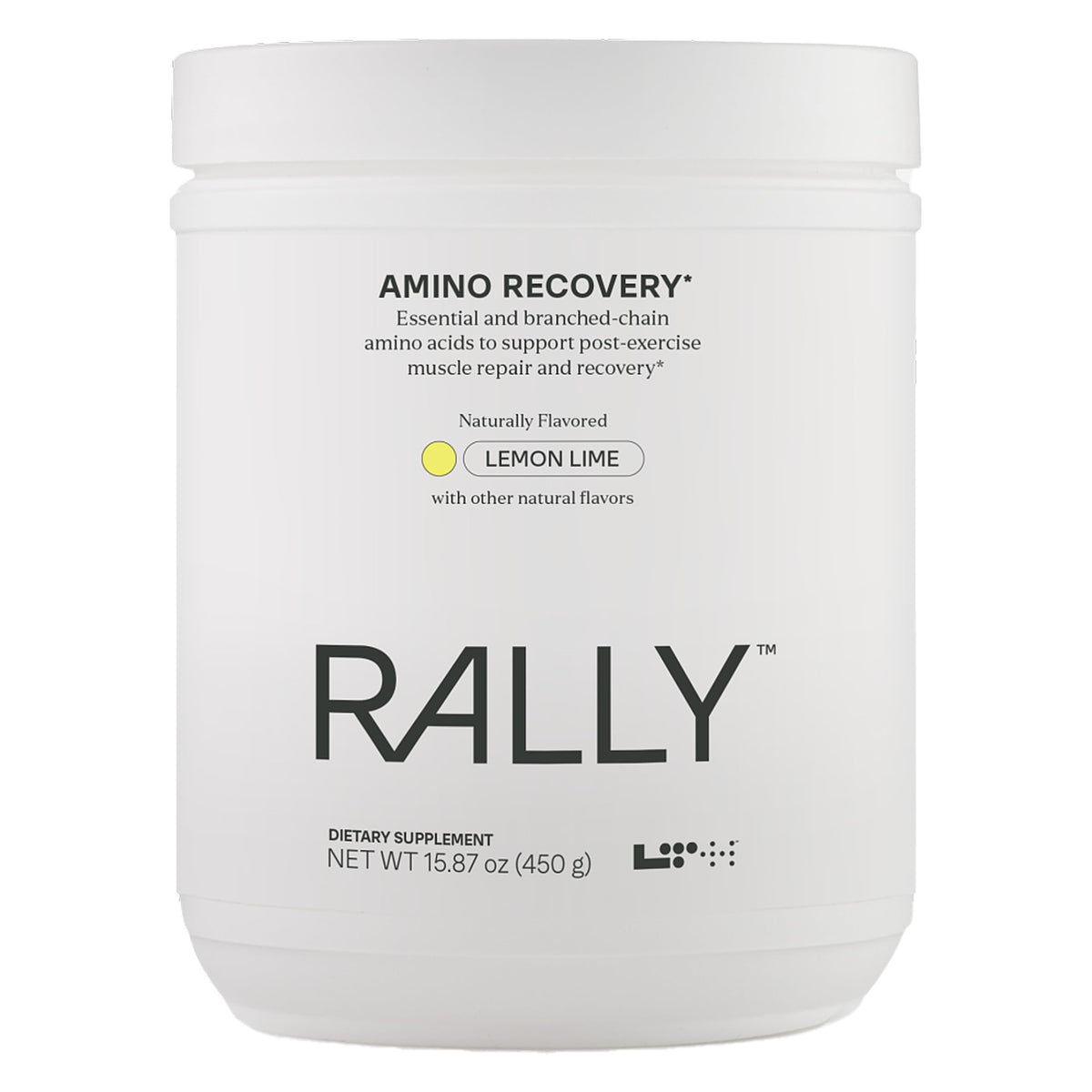 Bottle of LTH Rally Amino Recovery with label facing forward