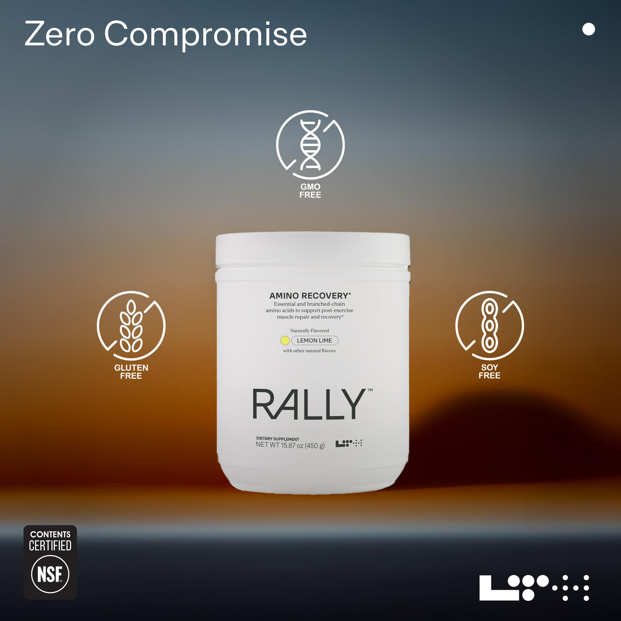 Back view showing supplement facts panel on LTH Rally Amino Recovery