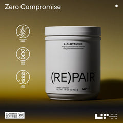 NSF-certified vegan LTH Repair L-Glutamine bottle label