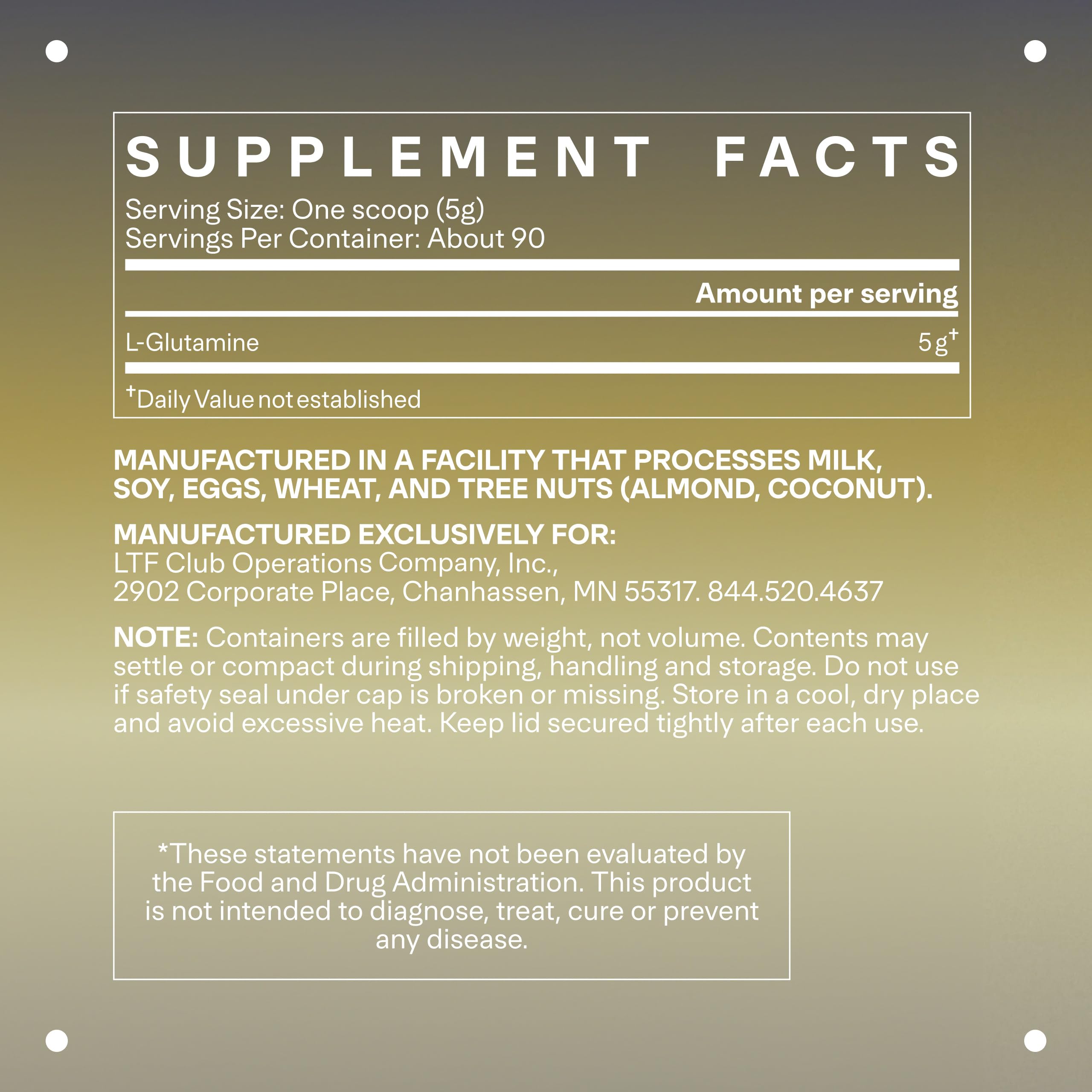 Close-up of L-Glutamine powder scoop