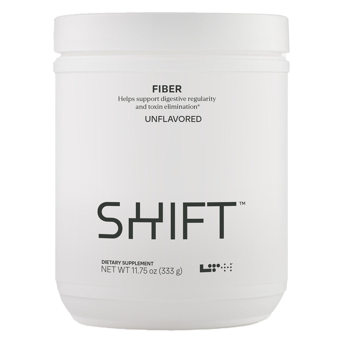 Front view of LTH Shift unflavored plant-based prebiotic fiber powder container