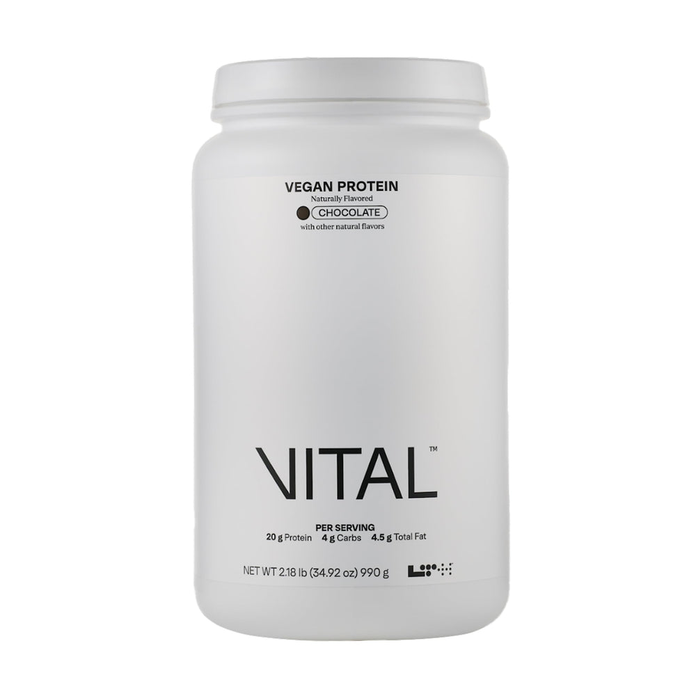 LTH Vital Vegan Protein Chocolate flavor container with scoop