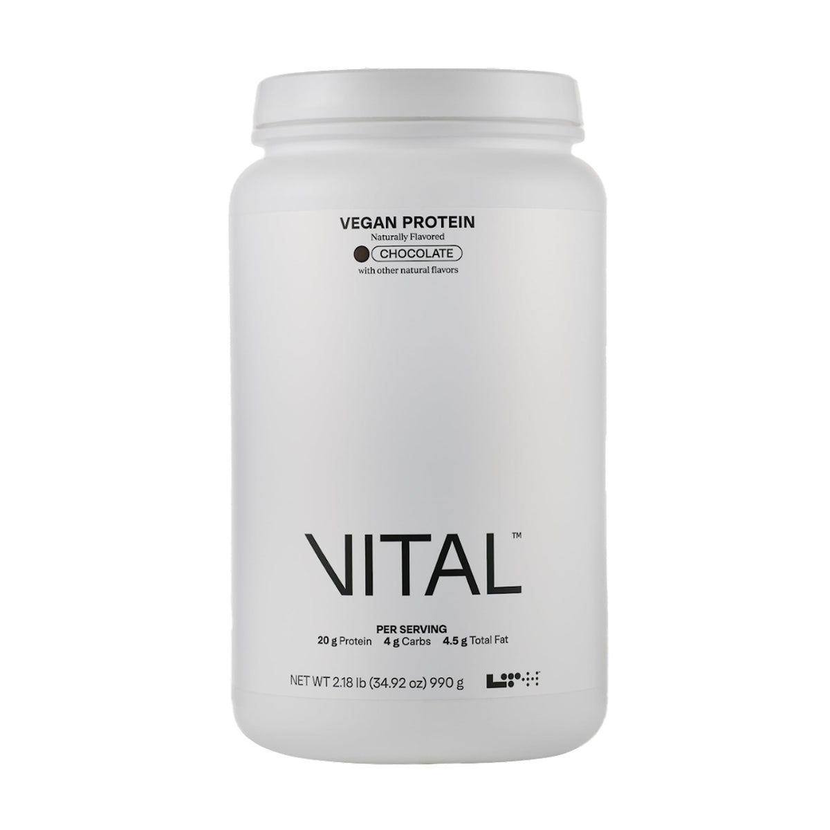 LTH Vital Vegan Protein Chocolate flavor container with scoop