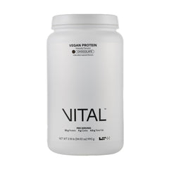 LTH Vital Vegan Protein Chocolate flavor container with scoop