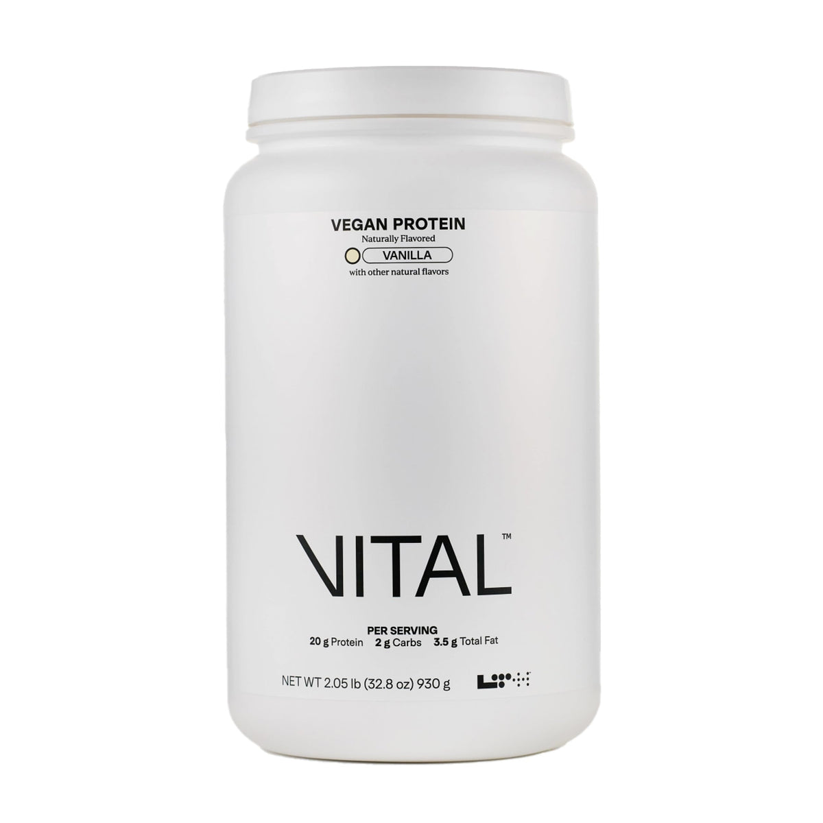 Product packshot of LTH Vital Vegan Protein Vanilla flavor (30 servings)