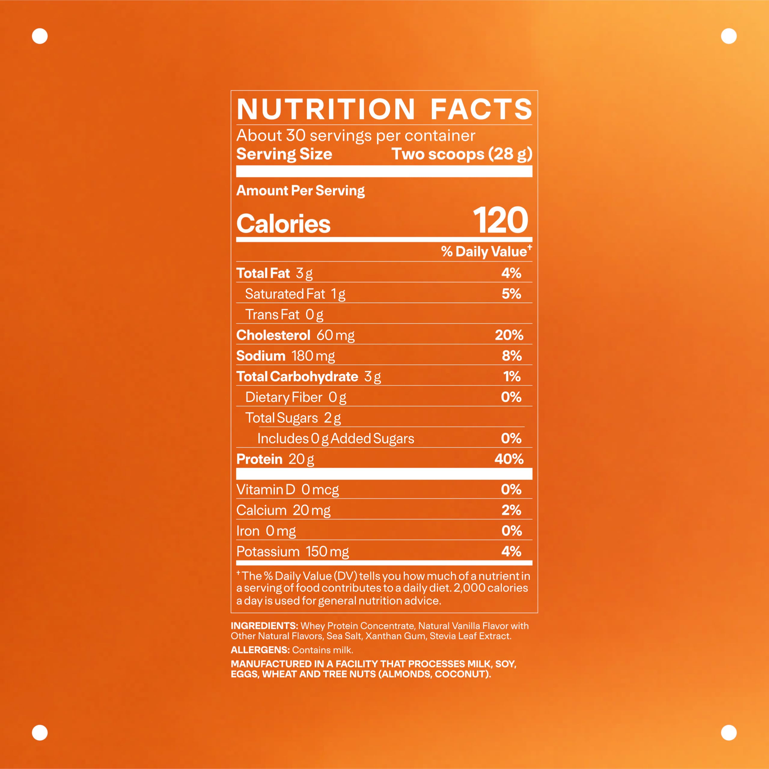 LTH Whey Protein Vanilla 930g back view and nutrition label