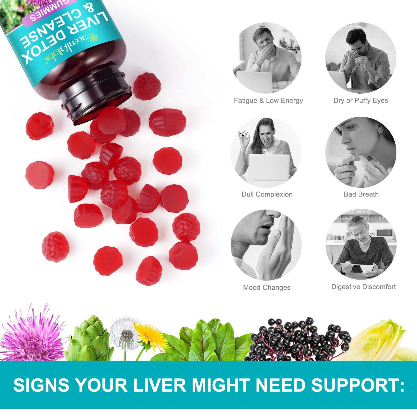 No sugar, non-GMO, gluten-free LTQXGT Liver Gummies Raspberry