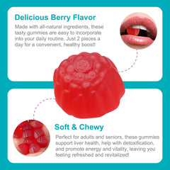Close-up of LTQXGT Liver Gummies Raspberry ingredients
