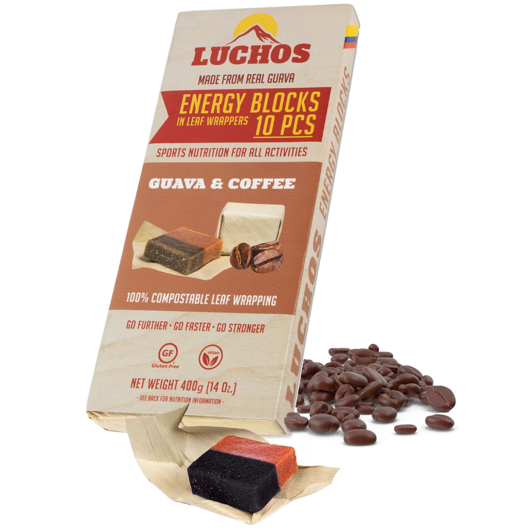 LUCHOS Energy Blocks Guava & Coffee packaging