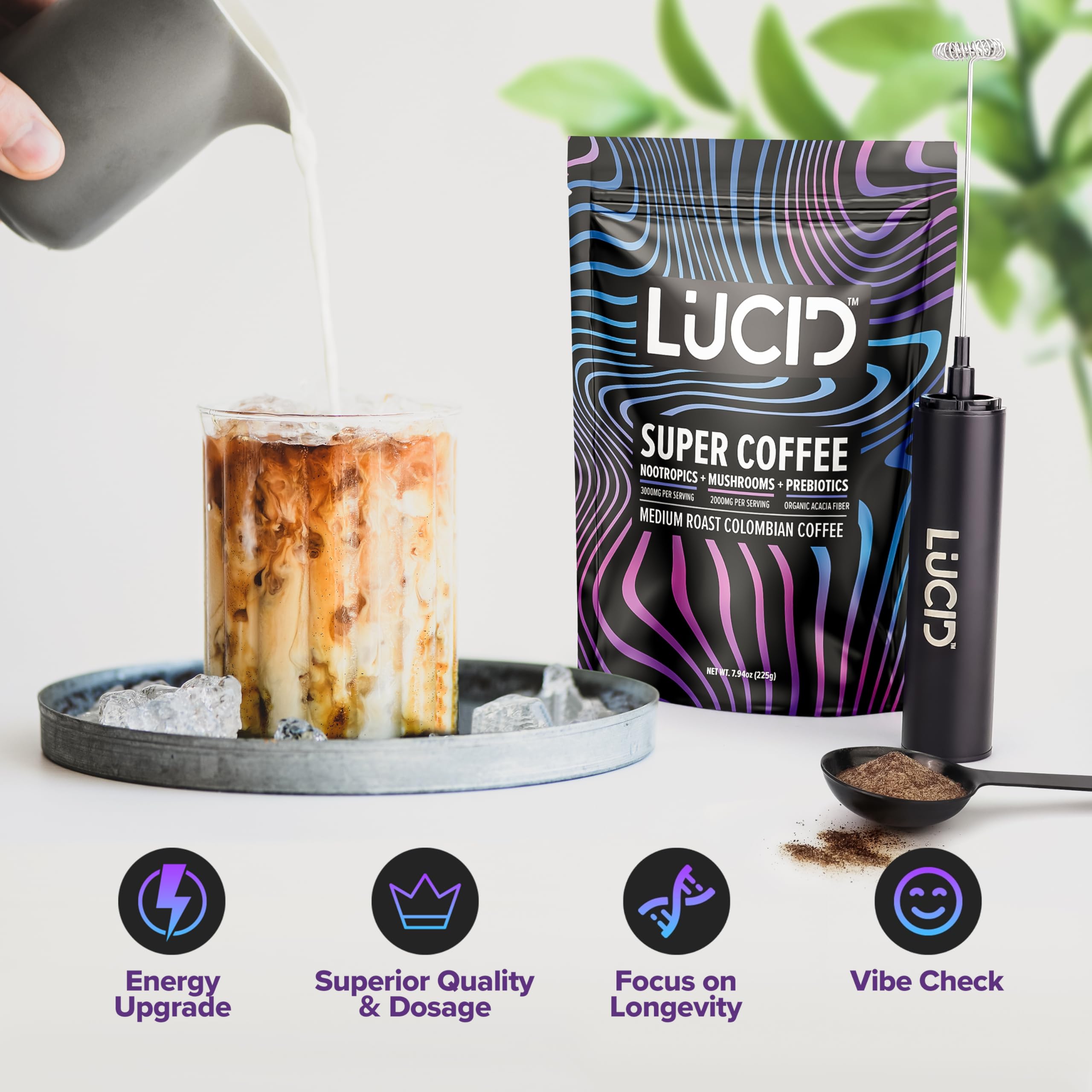 USA Made Lucid Superfood mushroom coffee packaging label
