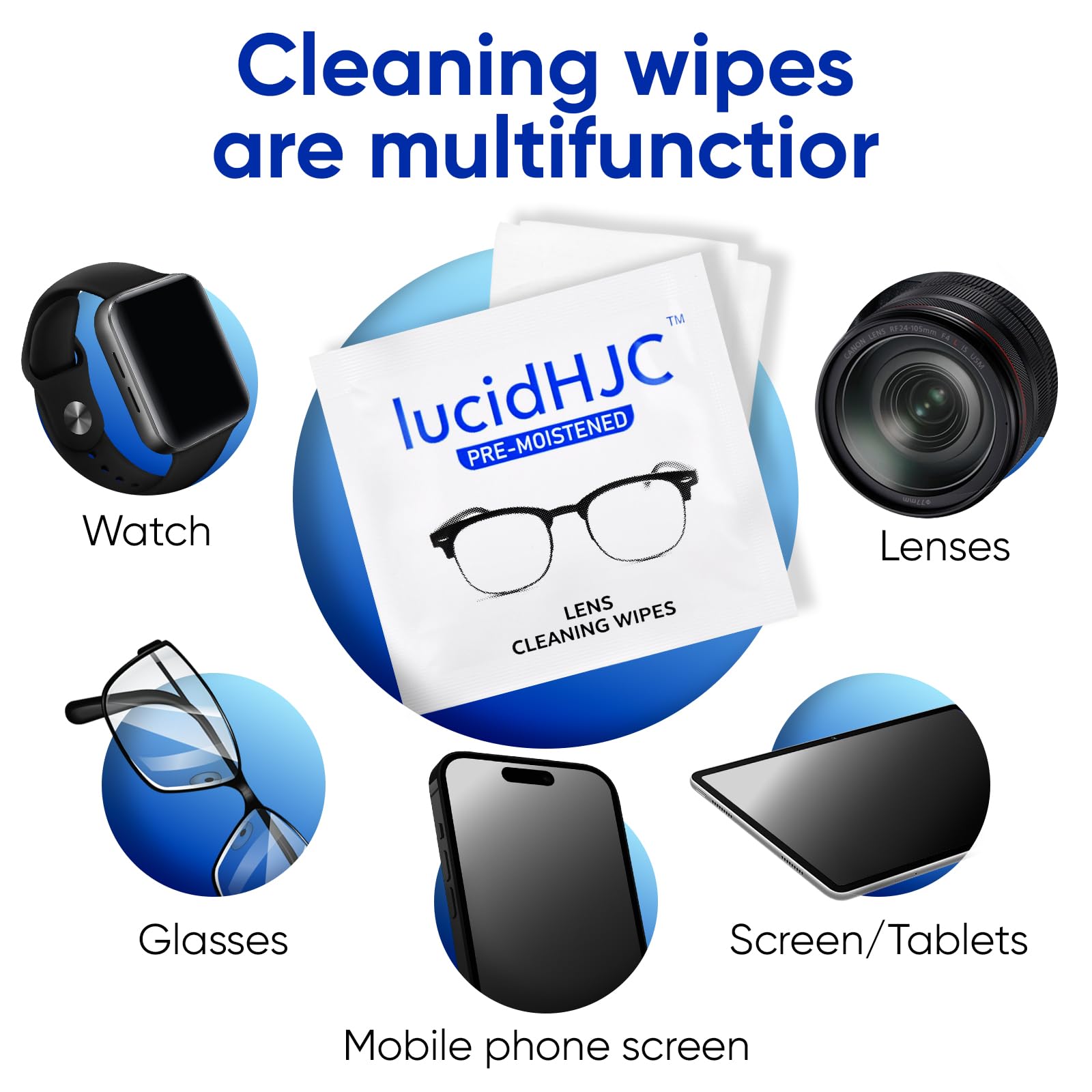 Camera lenses cleaned with LucidHJC wipe