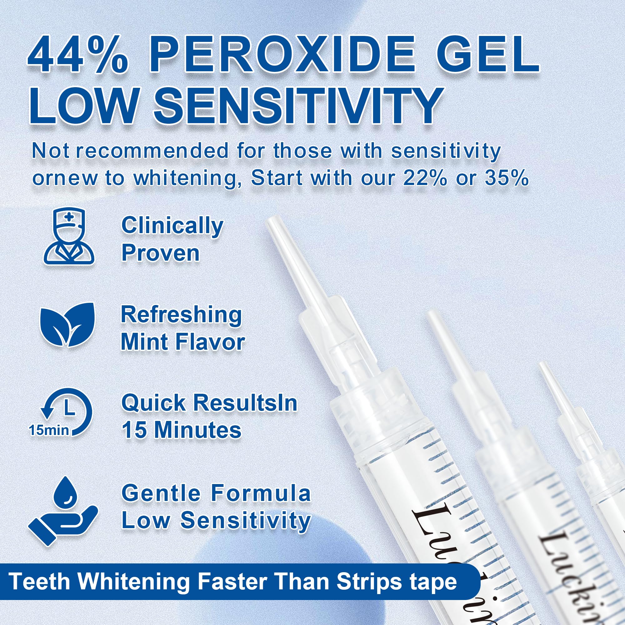Close-up of Luckin Smile 3ml whitening gel tube