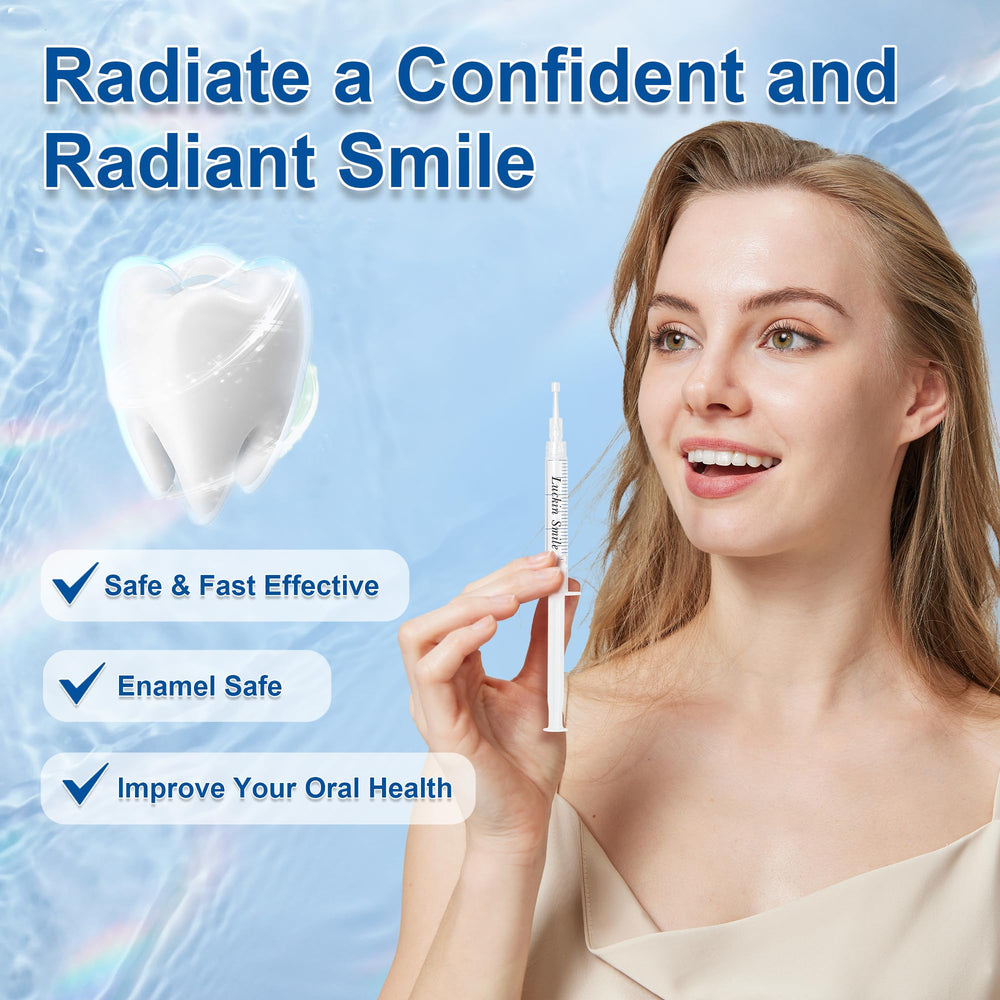 Ten Luckin Smile whitening gel tubes arranged for refill kit