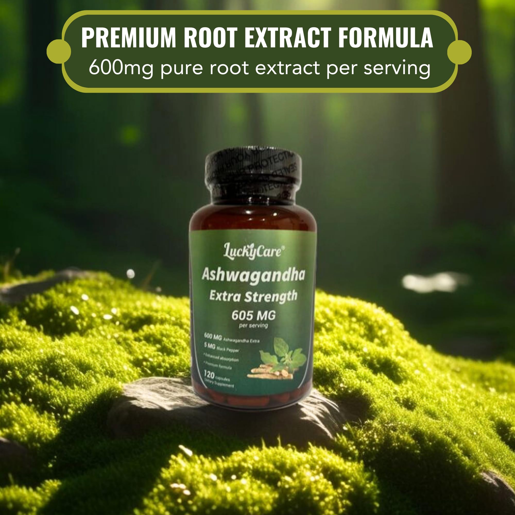 Ashwagandha root extract capsules with black pepper