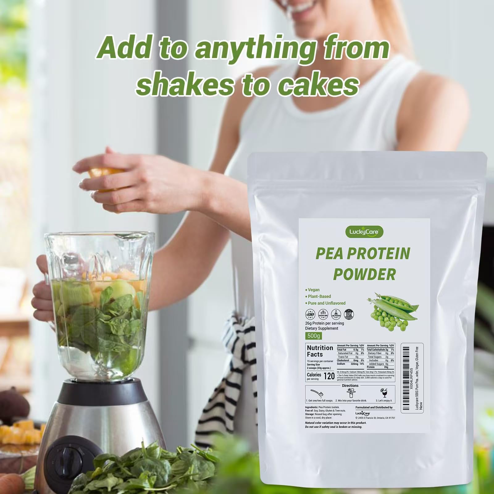 Luckycare pea protein scoop measuring powder for post-workout shakes