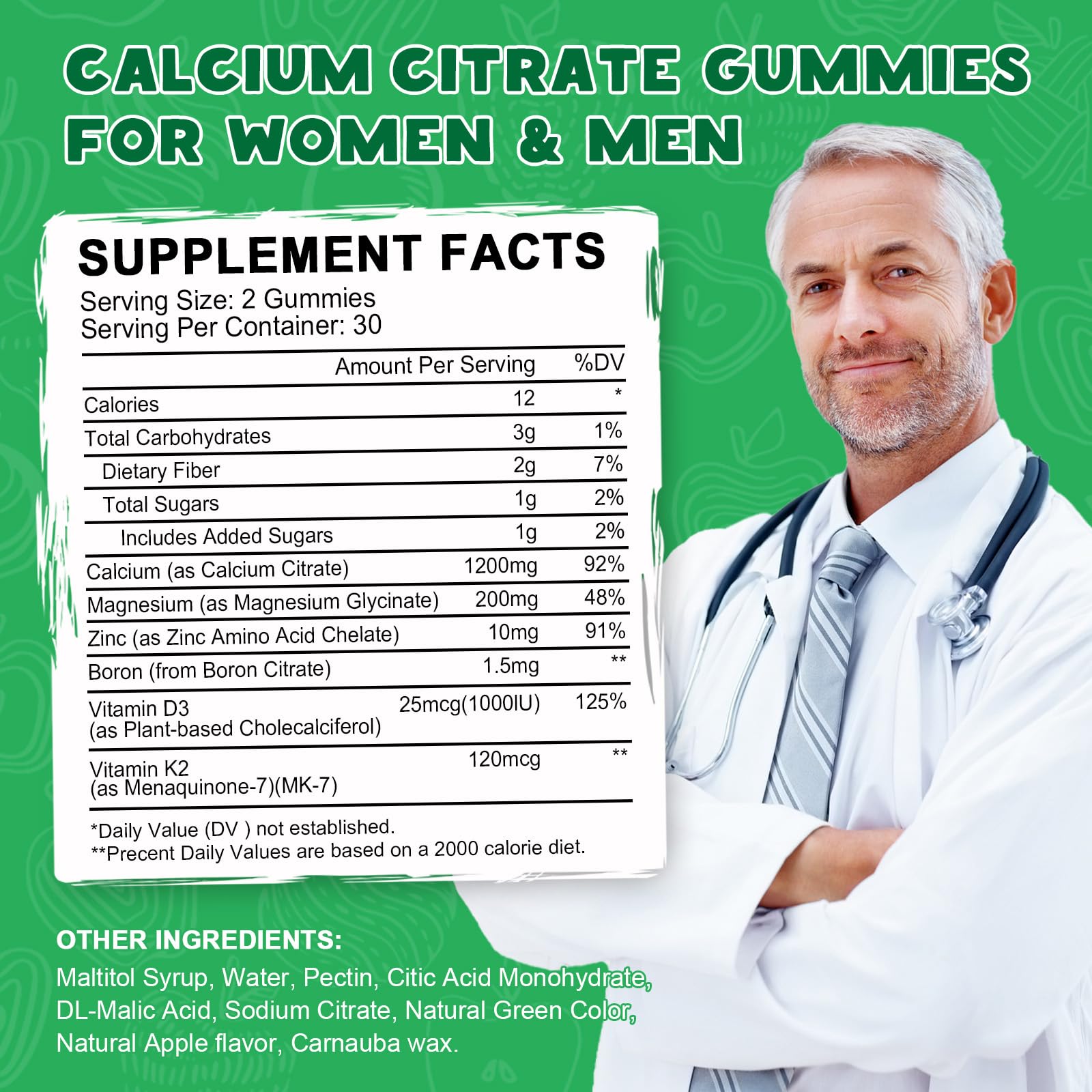 LUCNVEM open jar displayed gummies emphasizing non-sticky chewable apple-flavored treats