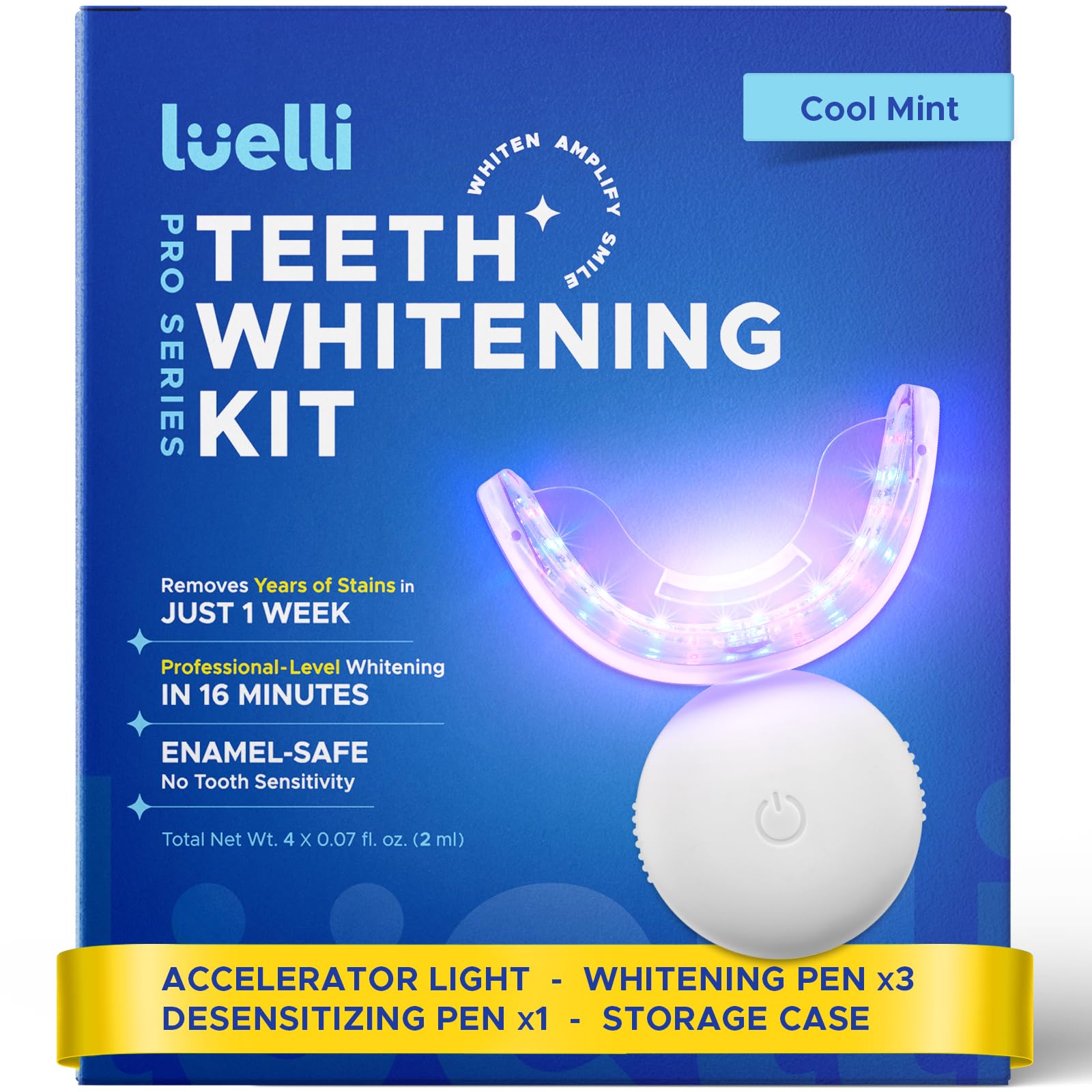 Luelli teeth whitening kit with 32 LED lights and enamel-safe formula