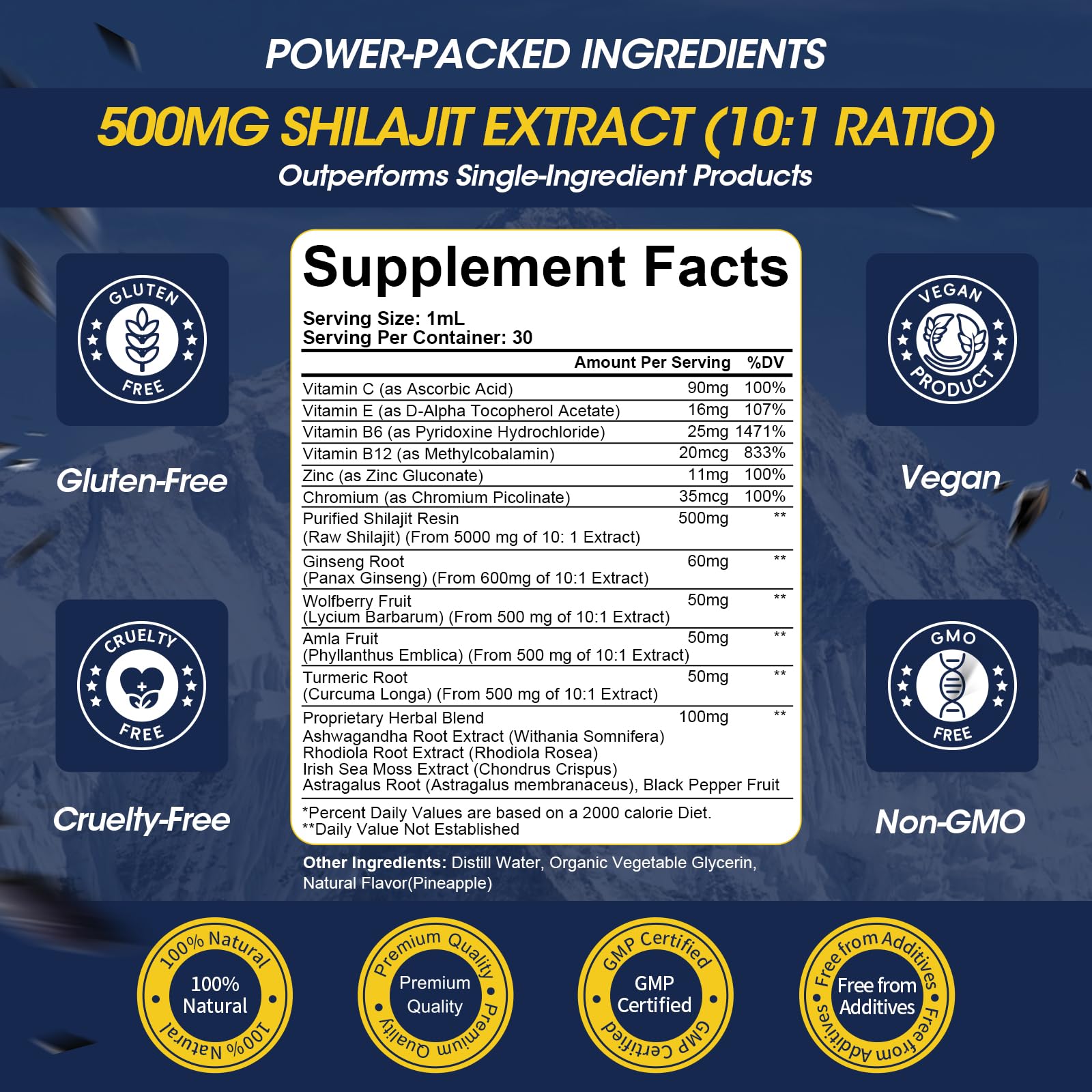 Shilajit Drops added to water or beverage for easy use