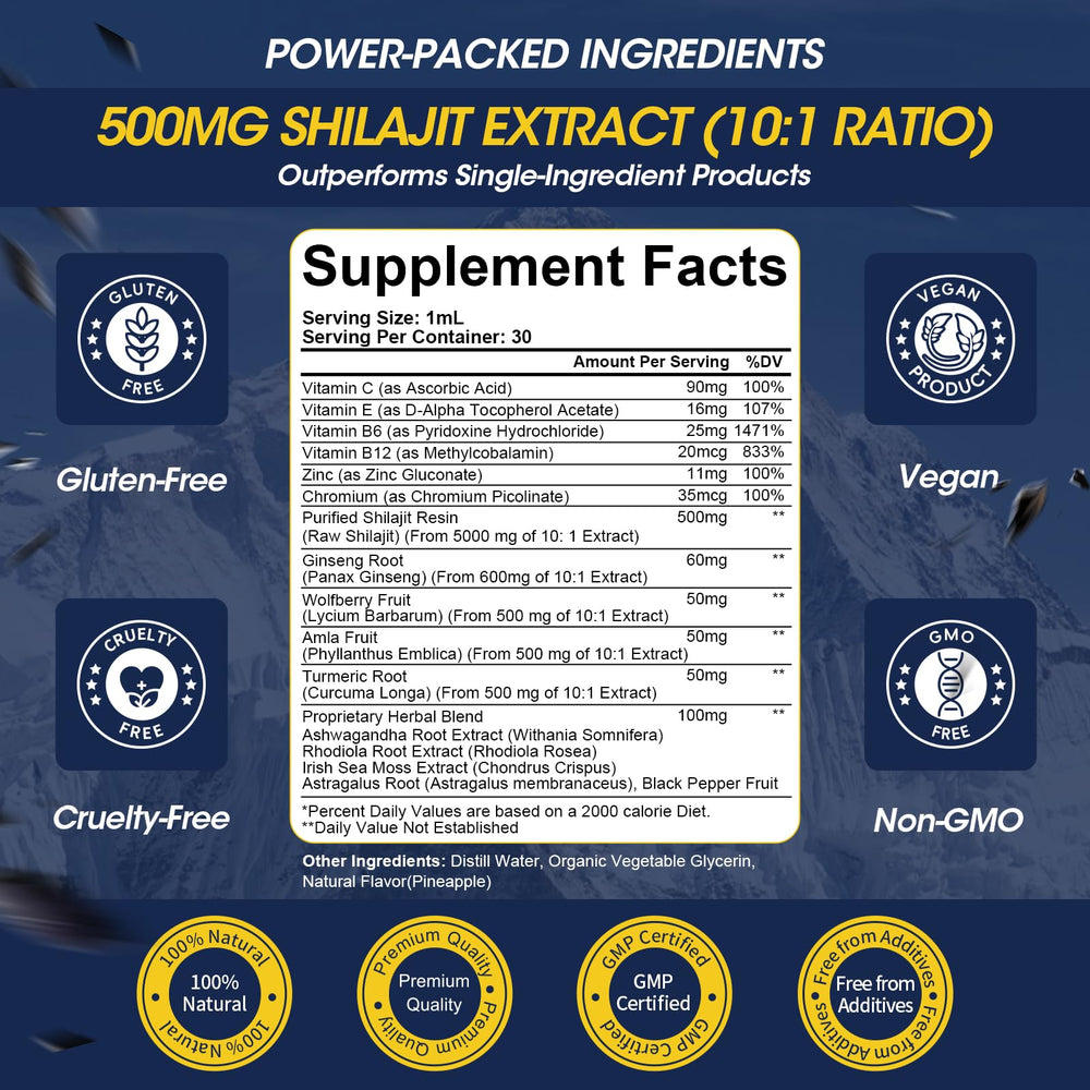 Shilajit Drops added to water or beverage for easy use